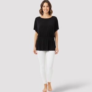 MICHEL by Michel Antoni Jersey Knit Black Top Elasticized Waist Short Sleeve 1X